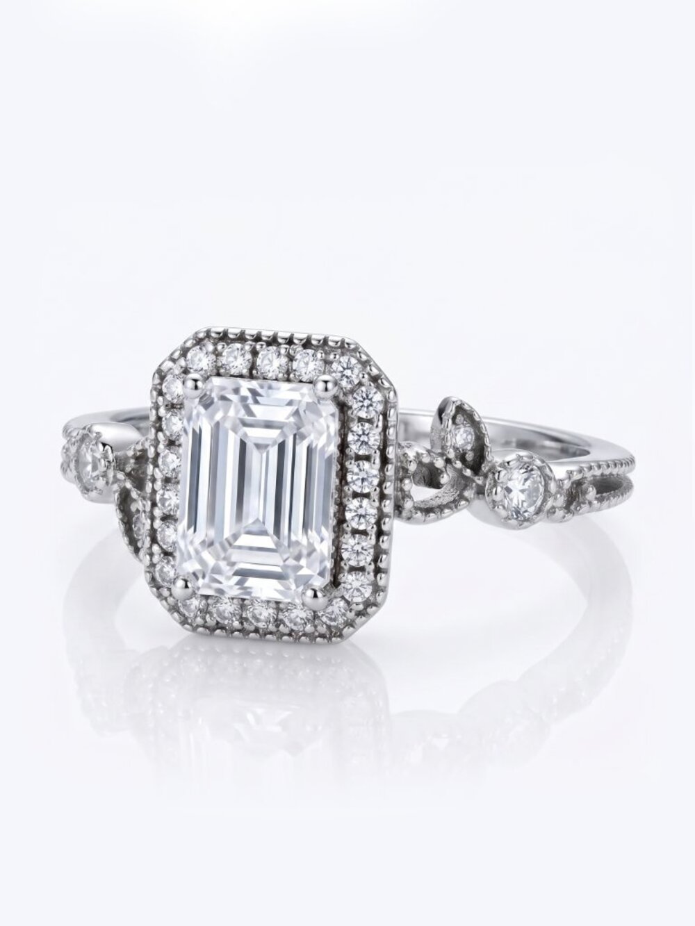 Emerald Cut gemstone ring, Art Deco Style - 925 Sterling Silver Charmed Aroma